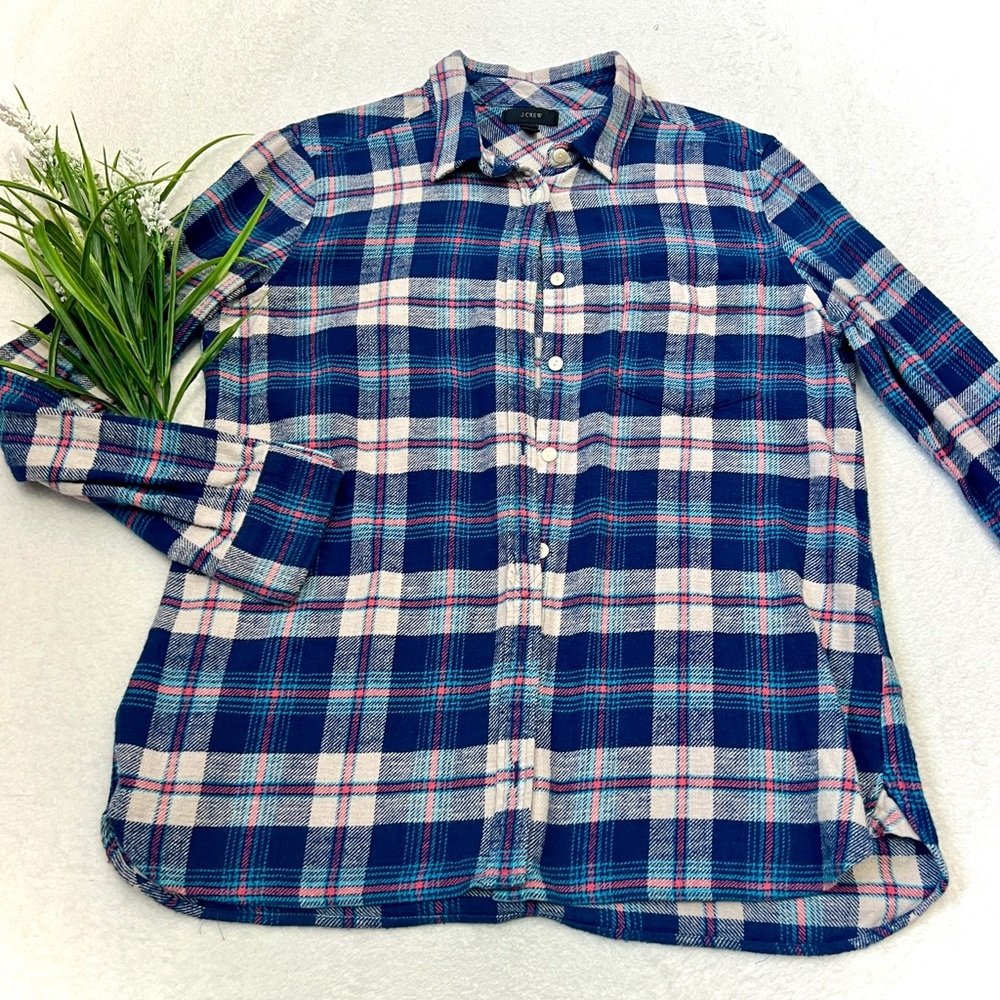 J. Crew Plaid Flannel Button Down Top - Size 10